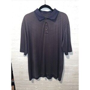 Pebble Beach Men’s Dark Blue Striped Golf Polo Shirt Large